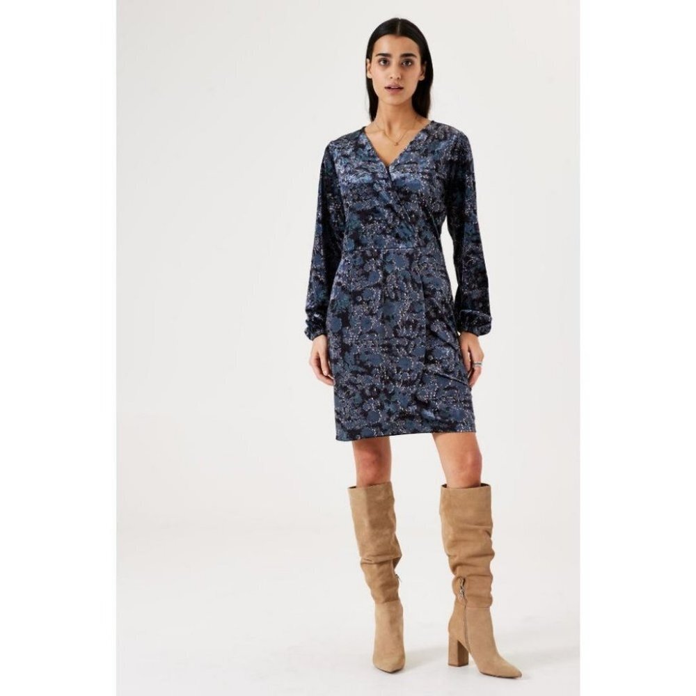 NWT GARCIA Velvet Floral Midnight Print Dress